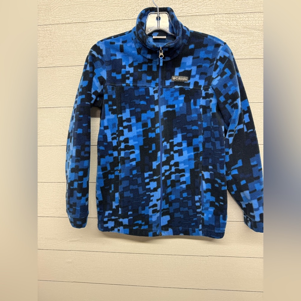 Columbia Blue and Black Fleece Jacket, Kids, Large 14/16